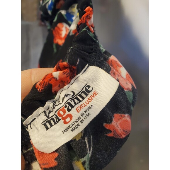 Vintage Fashion Magazine Tulip Print Off Shouldler Peasant Blouse Top Size Small - Picture 7 of 9